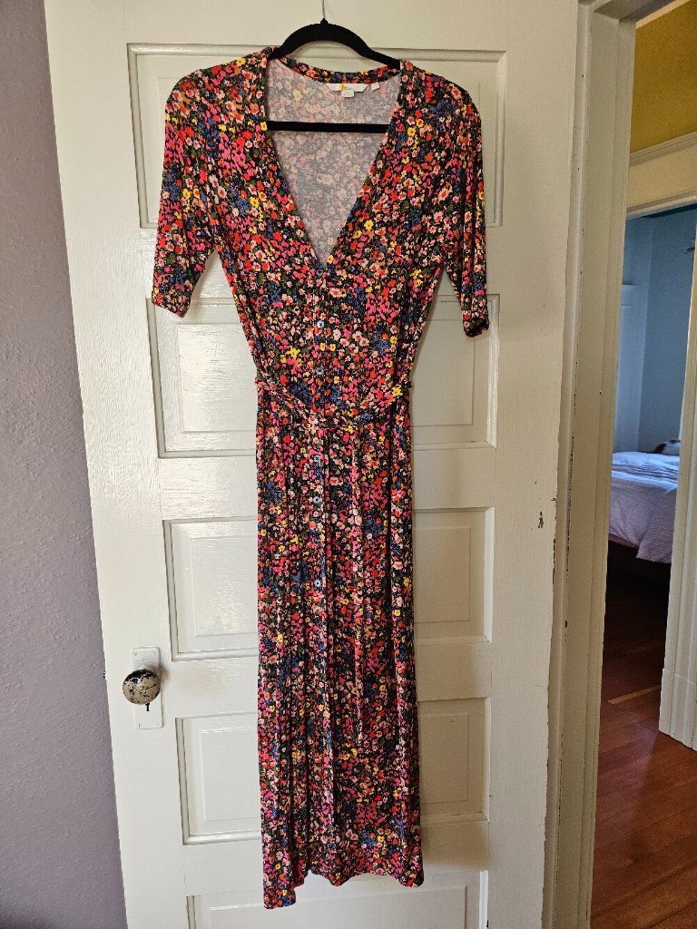 Boden Tie Waist Floral Midi Dress